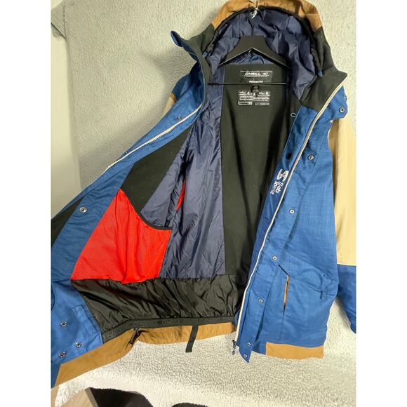 O’Neill Seb Toots Freedom Series Snowboard Jacket XL Blue Tan Hooded Waterproof - Picture 7 of 15